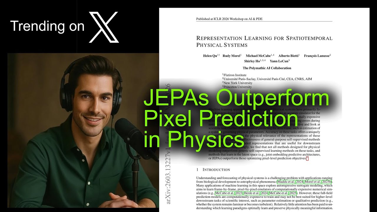 JEPAs Outperform Pixel Prediction in Physics