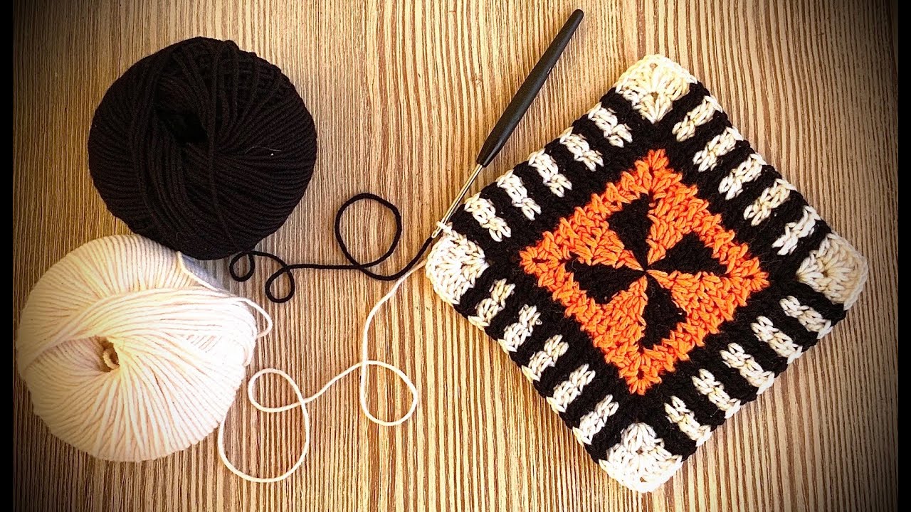 Grannymuster mit Windrad & Streifen #h&auml;keln #petraperle #grannysquare #grannymuster#crochet#wolle