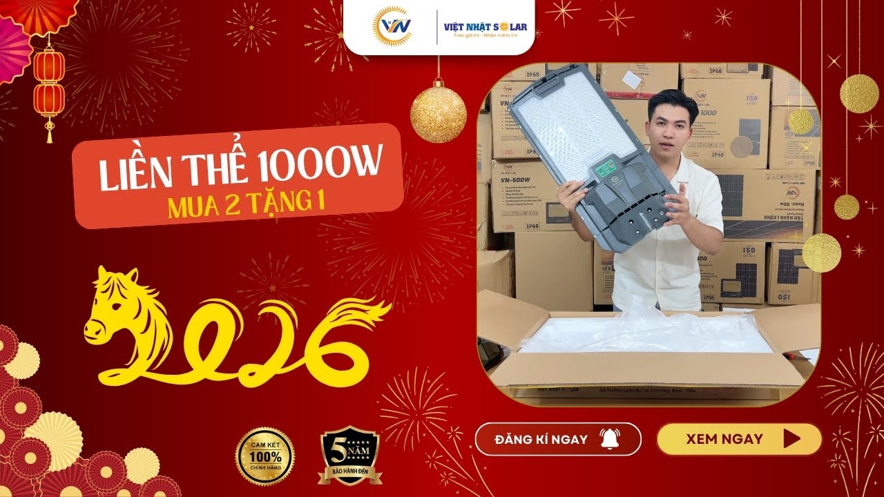 Đèn năng lượng mặt trời - Đèn liền thể 1000w bản nâng cấp siêu sáng cho đường đi.