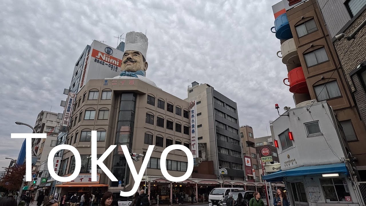Tokyo day and night walk around Asakusa and Ginza. Inc Senso-ji Temple and Ginza Beer Hall. Japan.