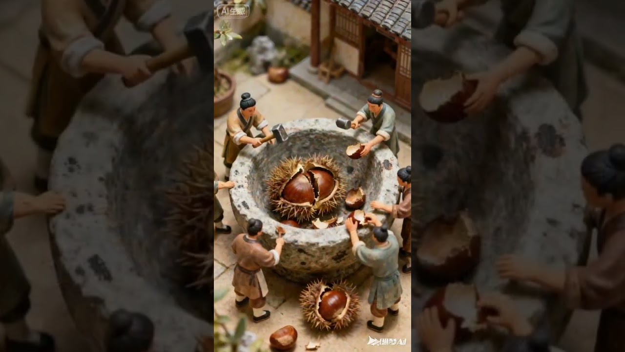 Giant Chestnuts vs Tiny Lilliputians | A Cozy & Wholesome Roasting Scene 🌰”