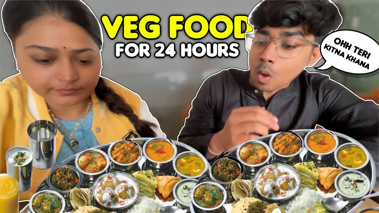 I only ate VEG FOOD for 24 HOURS Challenge⏲😋 | Food Challenge| Agra Food Tour