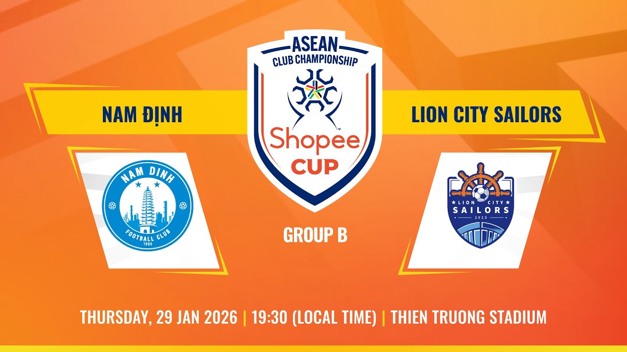 LIVE | Nam Định (VIE) vs Lion City Sailors (SIN) | #ShopeeCup 2025/26 Group Stage