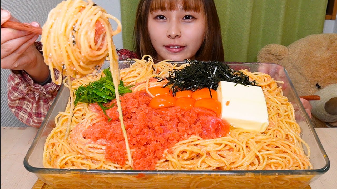 【大食い】バターたっぷり具沢山明太子パスタ10人前