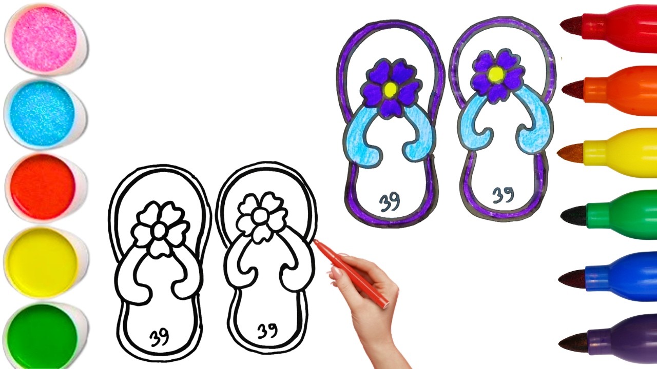 How To Draw cute Sandel Drawing, Painting & Coloring For Kids and Toddlers_ Child Art🐋🌈🎨