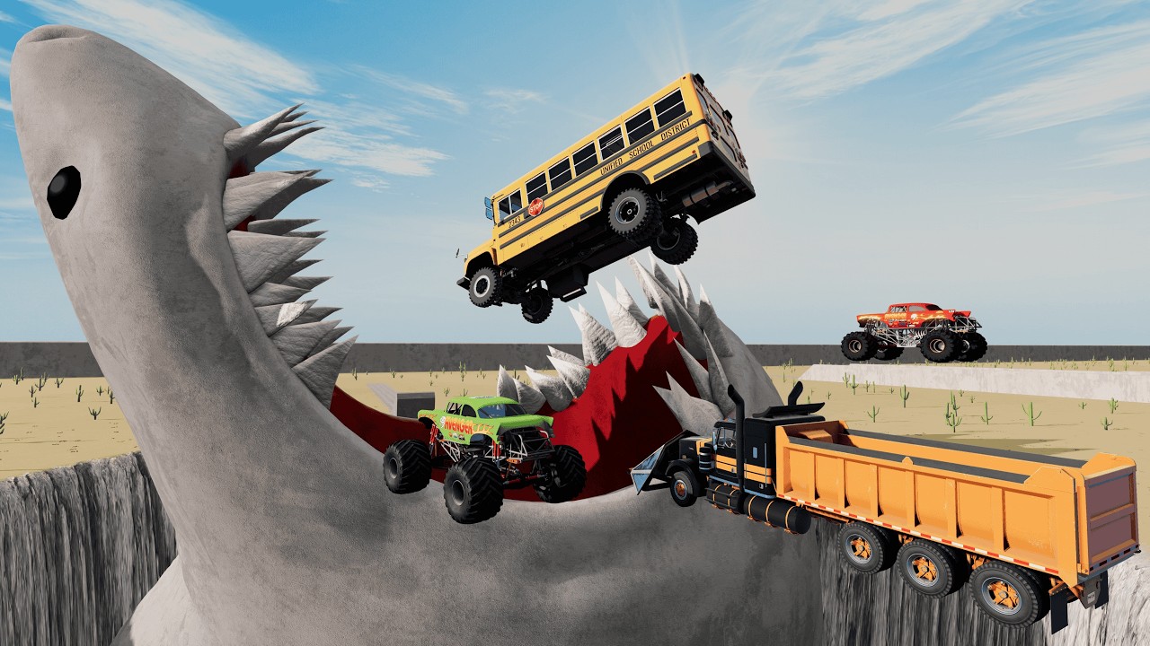 JUMP into a SHARK Monster Jam | BeamNG Drive