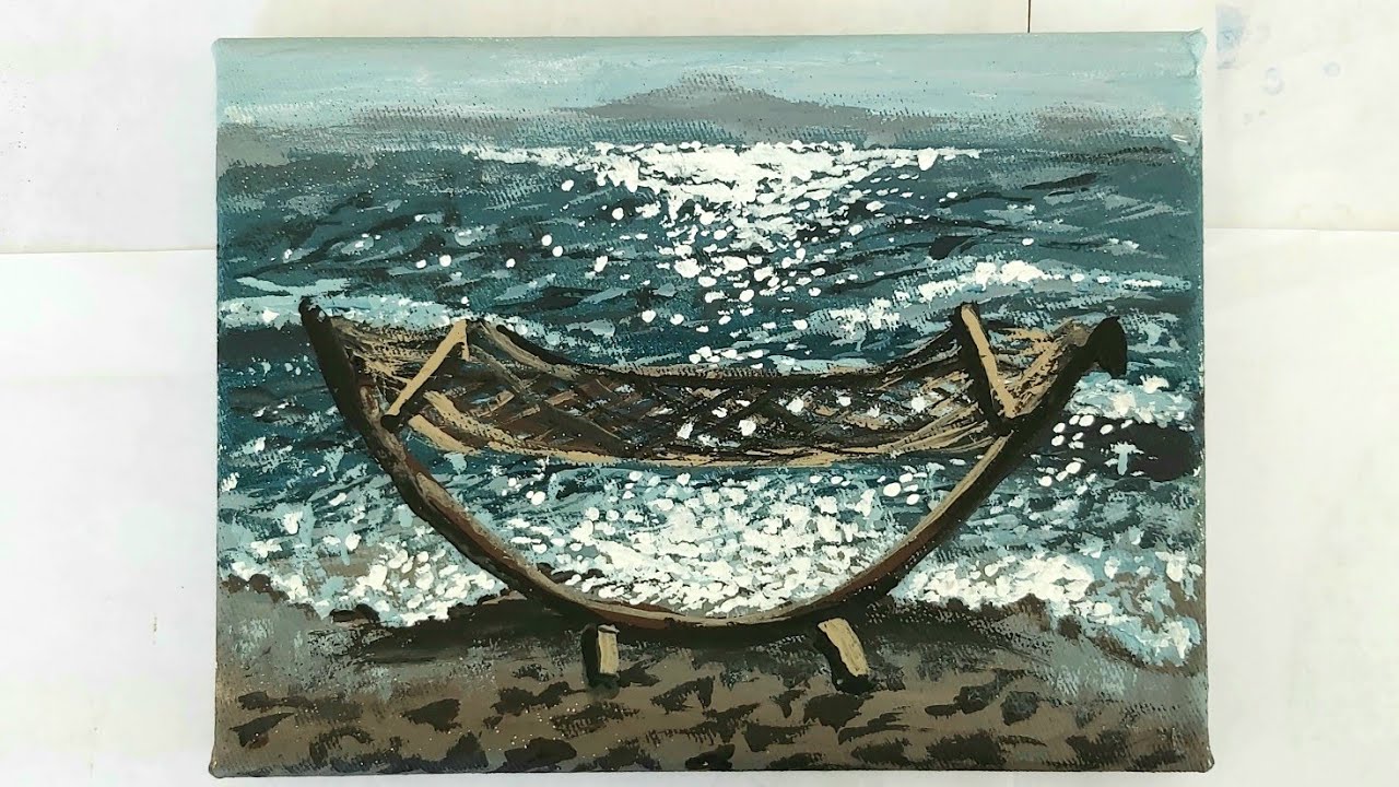 Işıltılı deniz ve kumsalda hamak/akrilik boya/The sparkling sea and Hammock /beach/acrylic paint