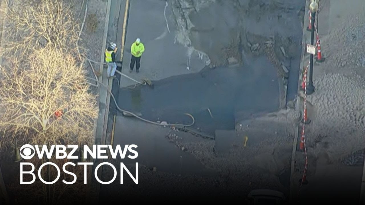 Boston street buried in dirt and rocks after huge water main break