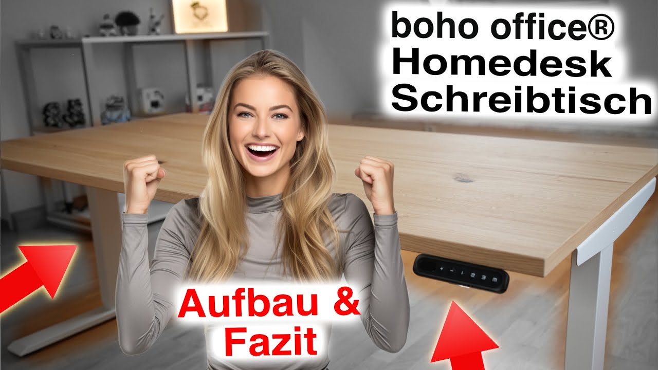 Elektrisches Schreibtisch Gestell boho office® Homedesk mit Wildeiche Furnier Tischplatte 160x80
