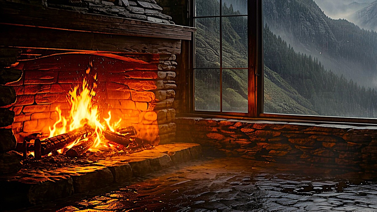 🌧 Rain in Medieval Castle | Fireplace Ambience ASMR 3 Hours for Deep Sleep 🏰🔥