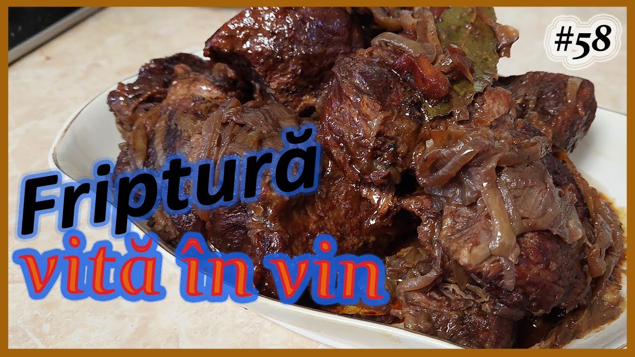 Friptură de vită în vin. Carne care se topește în gură.