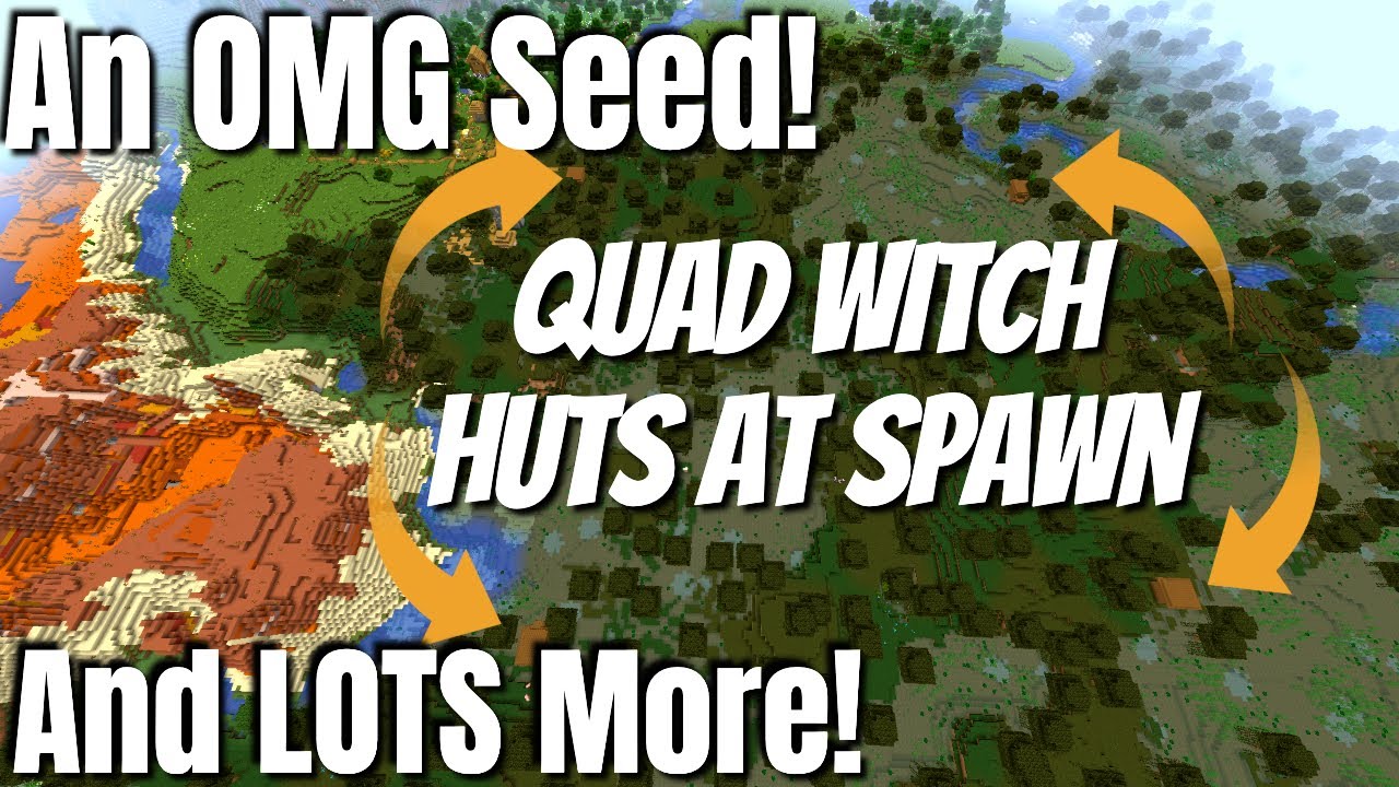 Best Minecraft Seeds: Quad Witch Hut AT SPAWN Plus AMAZING Biomes and Spawners  PLUS More  (2020)