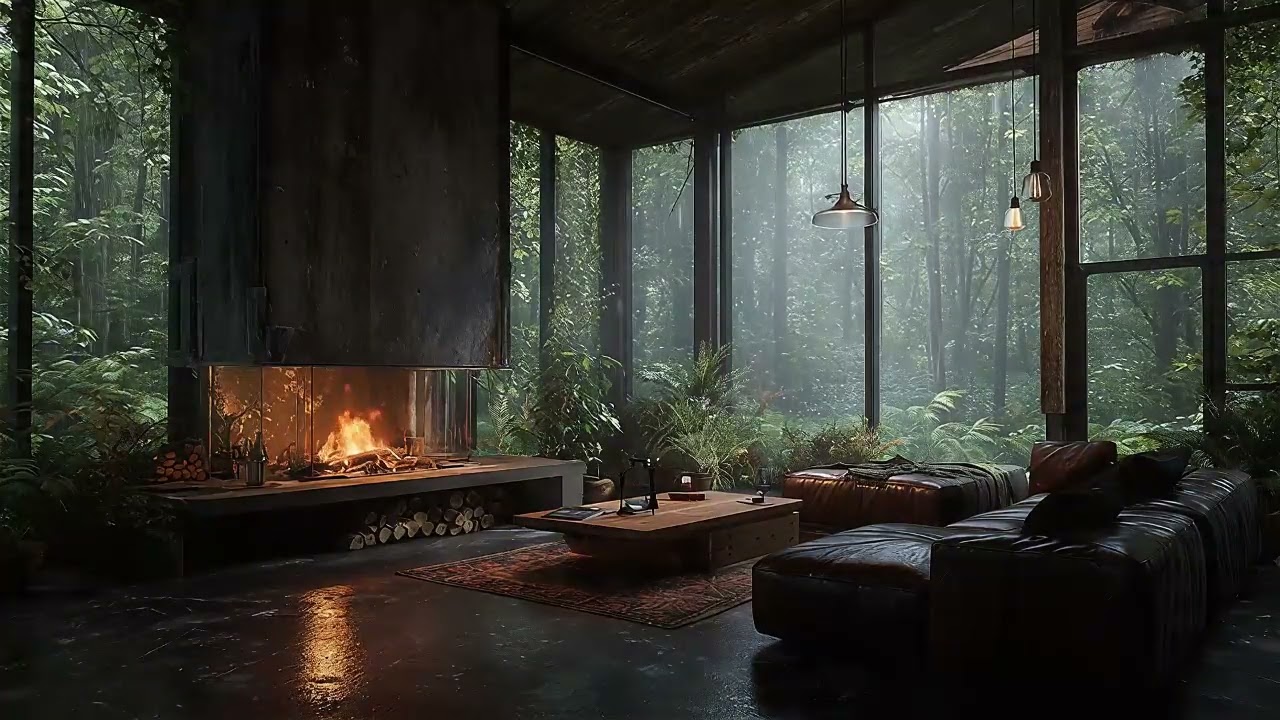 Indoor Night Relaxation with Rain Sounds and Minimal Piano
