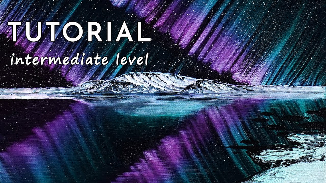 How to paint the northern lights Crystal Lake Oil Painting Tutorial
