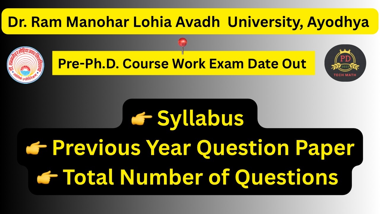 Pre-Ph.D. Course work Exam Date Out | Dr. Ram Manohar Lohia Avadh University Ayodhya #exam #rmlau 
