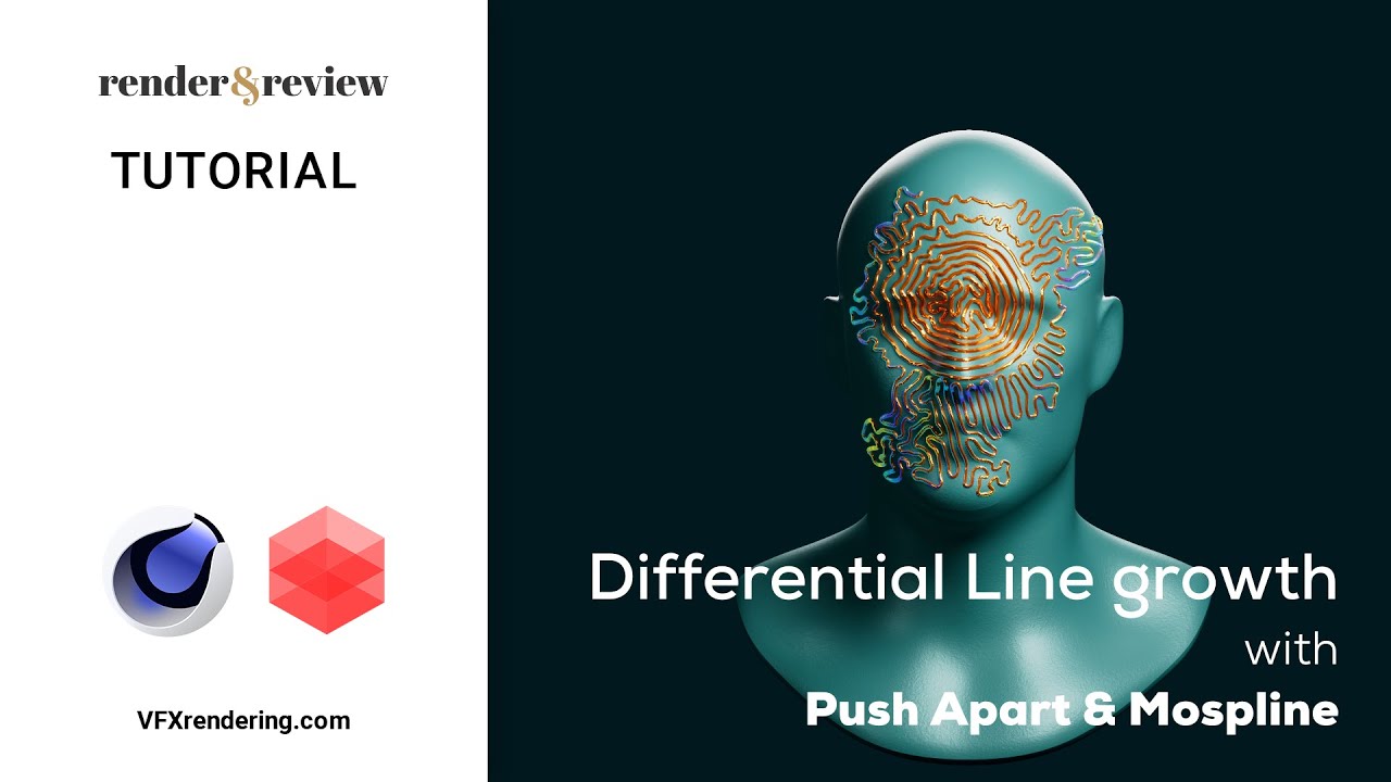Differential Line Growth with Push Apart & Mospline (Cinema 4D) | Tutorial | VFXRendering