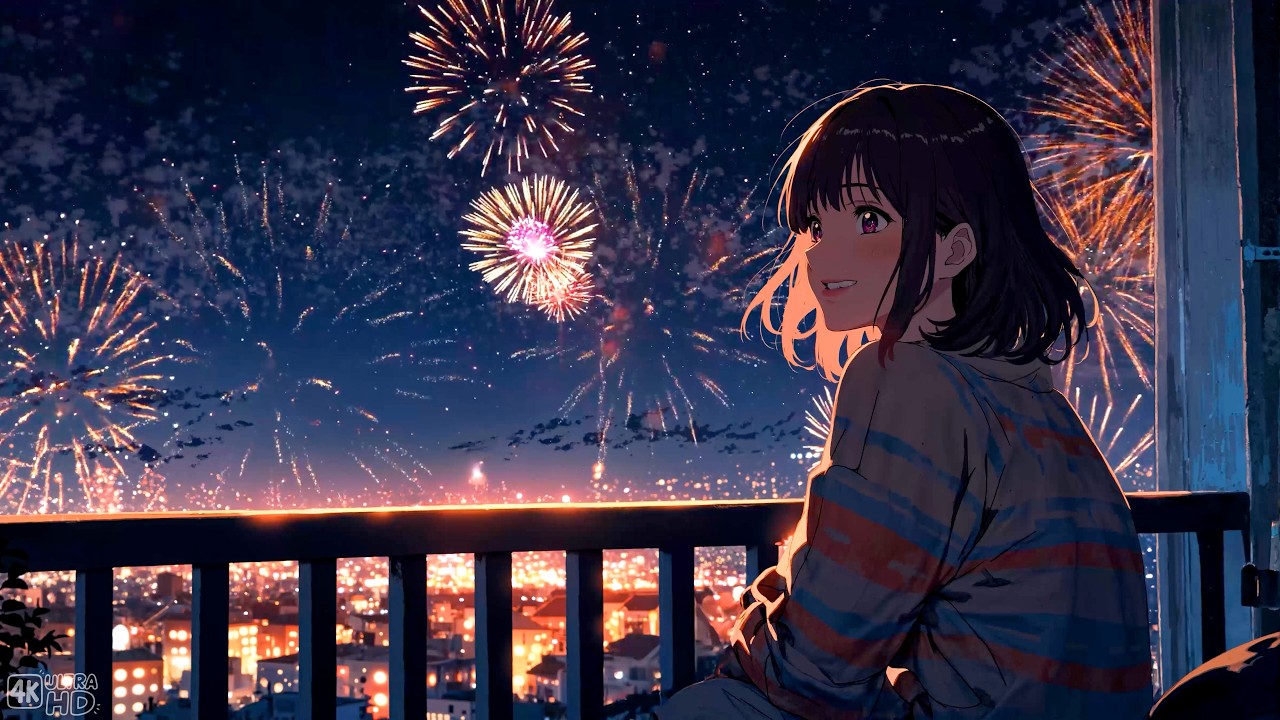 Fireworks Night Ambience 🎆 Night Lofi Music To Make You Calm Down And Feel Happy 🎆 Lofi Spring Night