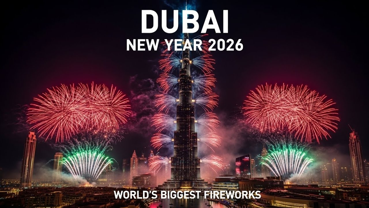 Dubai New Year Fireworks 2026 🎆 | Burj Khalifa World-Record Fireworks Show