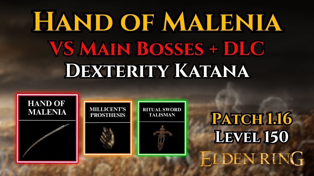 Hand of Malenia Katana Build 2025 VS Main Bosses Level 200 Elden Ring + DLC Patch 1.16