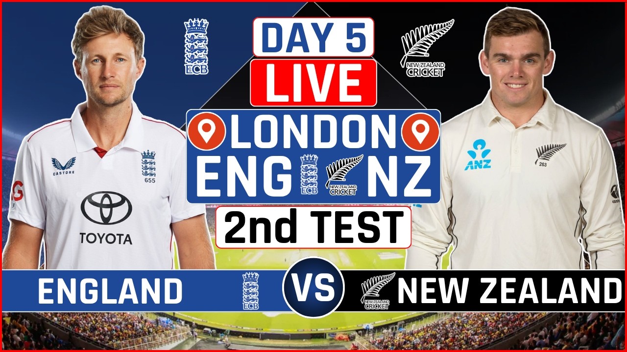 England vs New Zealand 2nd Test Live Score | ENG vs NZ 2nd Test Day 5 Live Audio Commentary