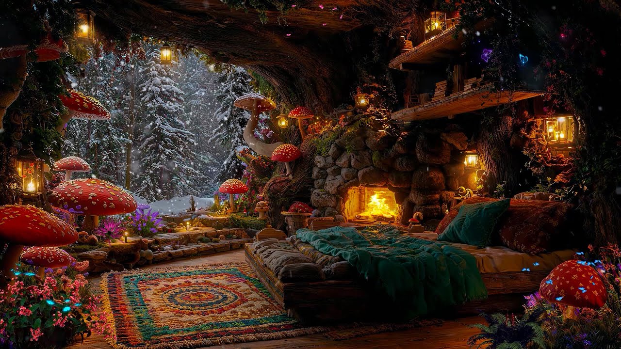 Snowfall Serenity: Magical Tunes for a Cozy Winter Night – Enchanted Fantasy Music for Peaceful Mind