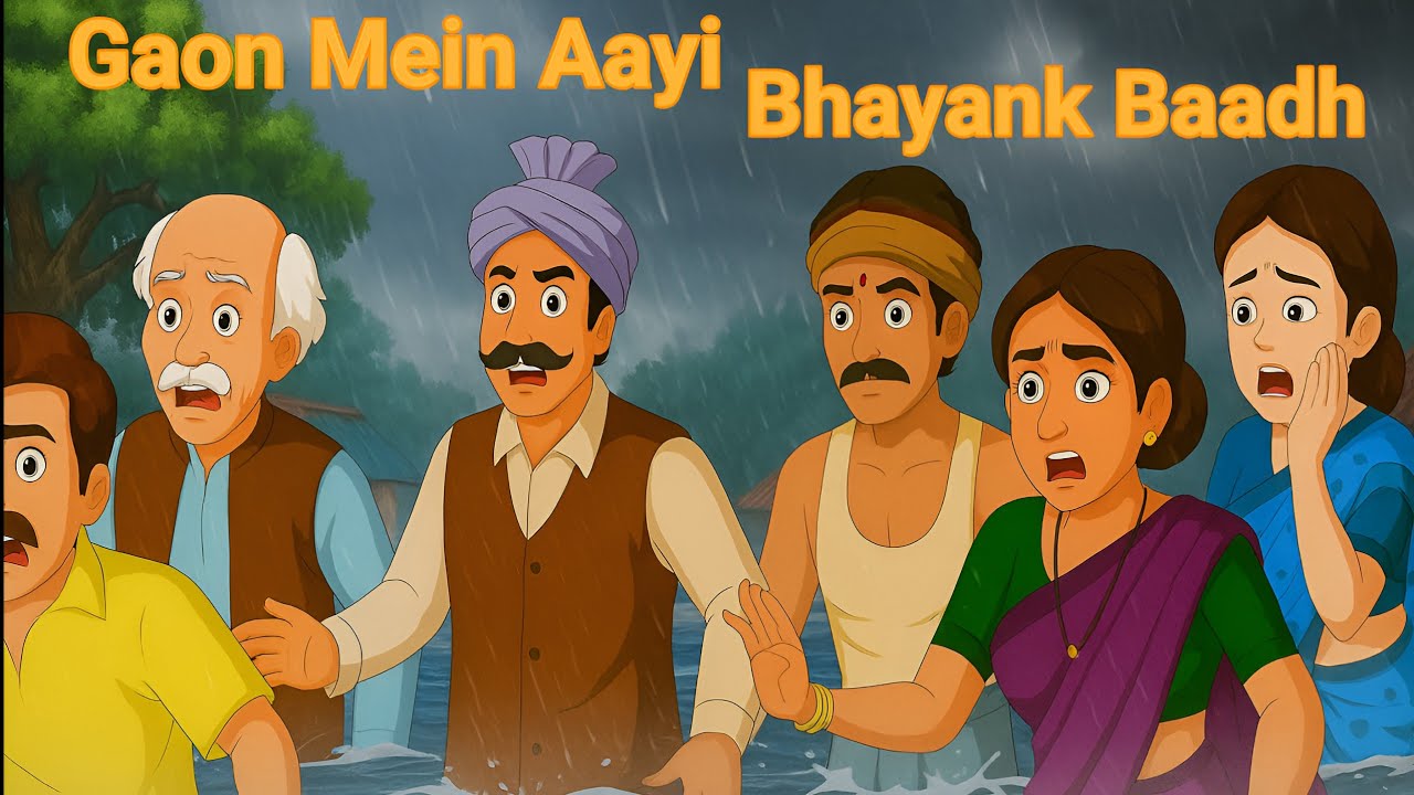 |Gaon Mein Aayi Bhayanak Baadh | Hindi Moral Story|