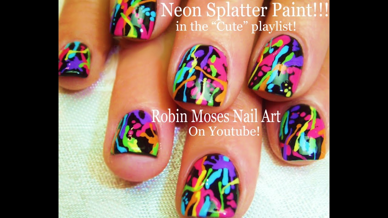 Cute and Fun Nails! | DIY Rainbow Paint Splatter Design! Easy Short Nails for Beginners