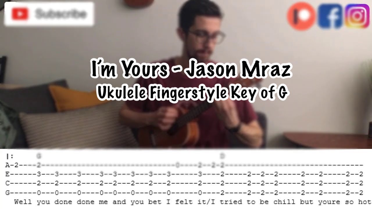 I'M YOURS (Jason Mraz) - FINGERSTYLE Ukulele - KEY OF G