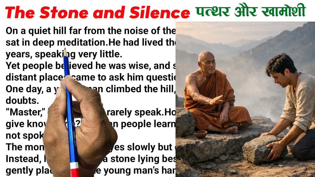 STONE & SILENCE/English to Hindi translation||English Reading||English Story || English padhna.