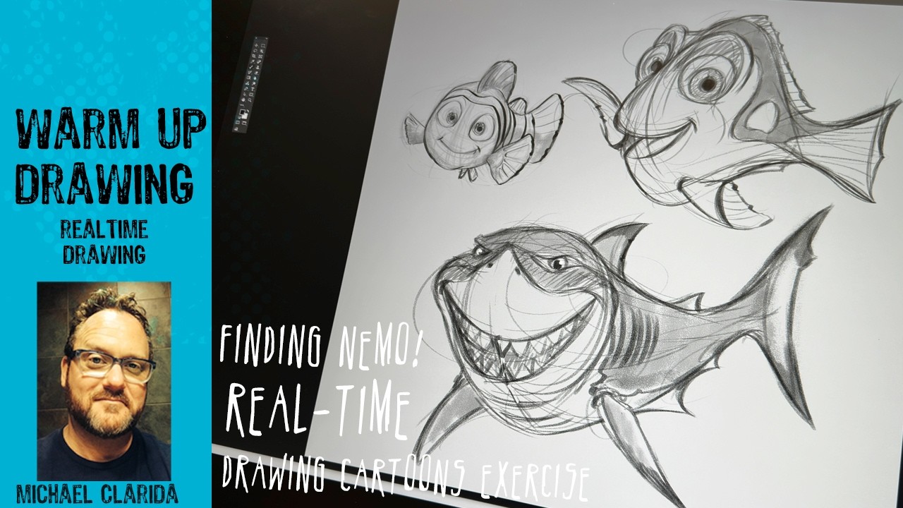 Drawing Disney Pixars Finding Nemo characters warm up how to draw series