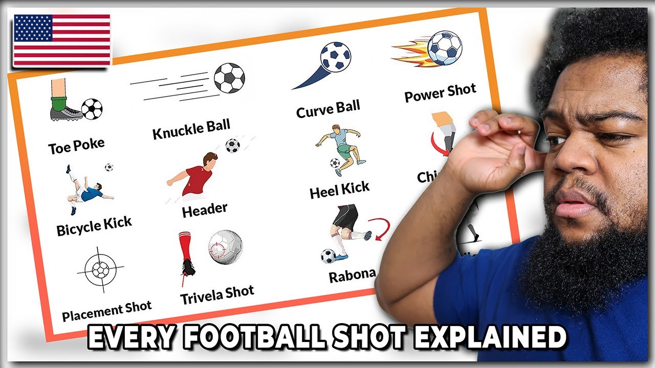 I Can't Do Any Off These - American Reacts To "EVERY TYPE OF FOOTBALL SHOT EXPLAINED"