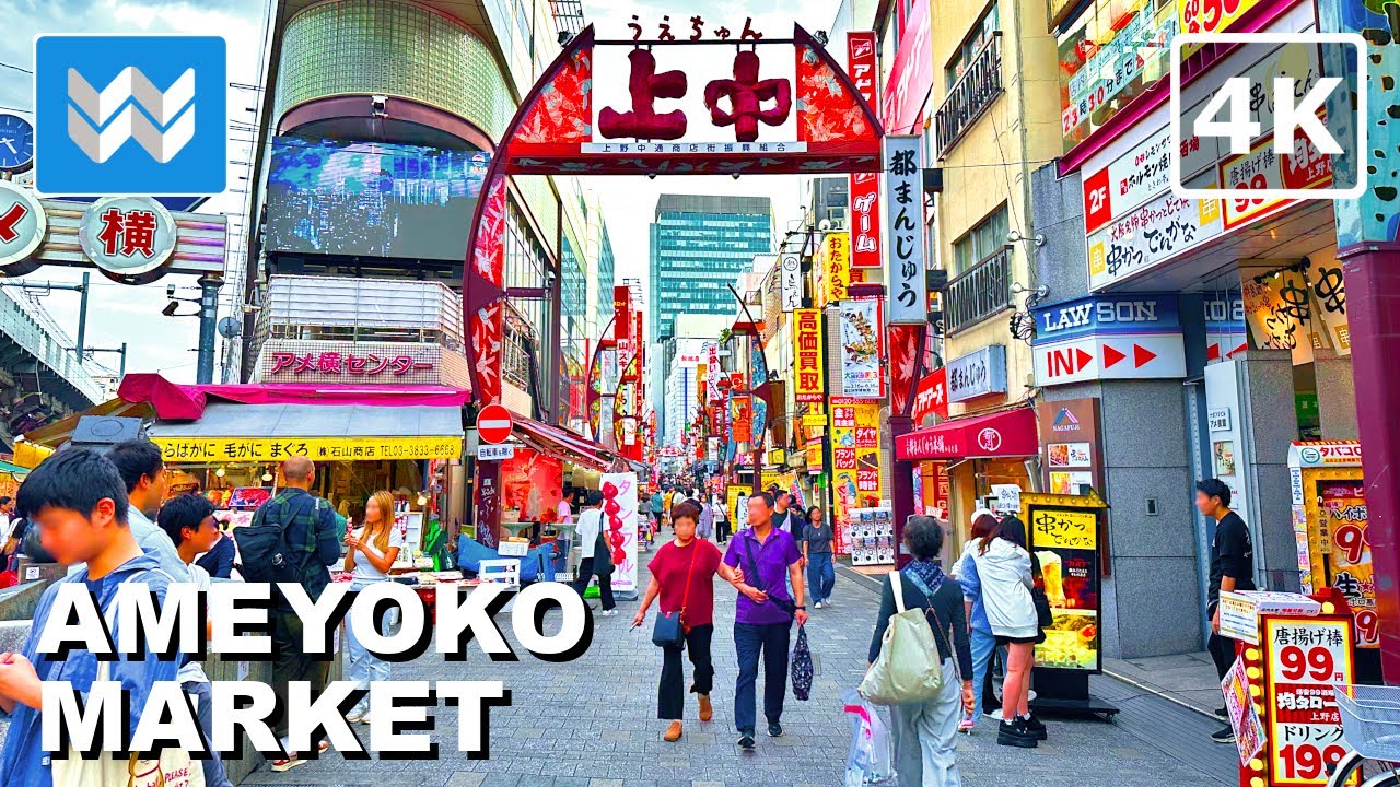 [4K] Ameyoko Market Shopping Street in Ueno Tokyo Japan 🇯🇵 Walking Tour Vlog & Travel Guide