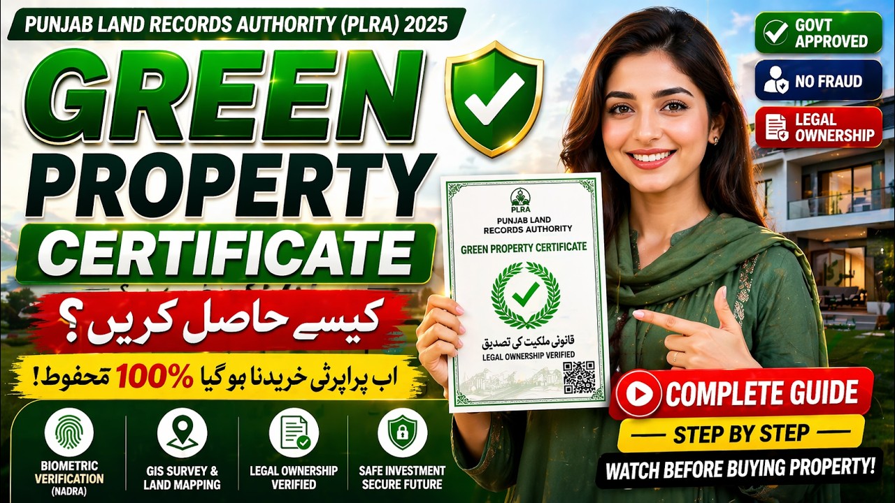 &ldquo;Green Property Certificate Pakistan - How to Apply |  PLRA Regulations 2025 Complete Guide&rdquo;