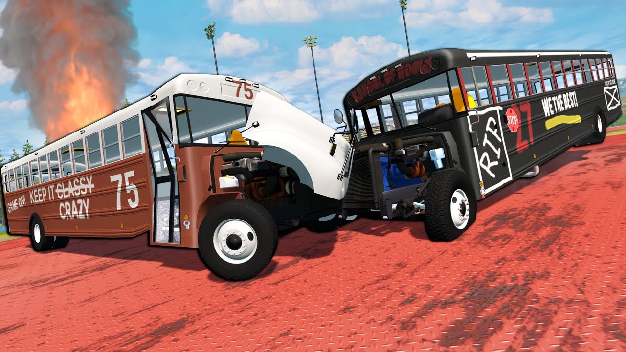 UPGRADED School Bus Derby Leads to BIG Crashes in BeamNG Drive Multiplayer!