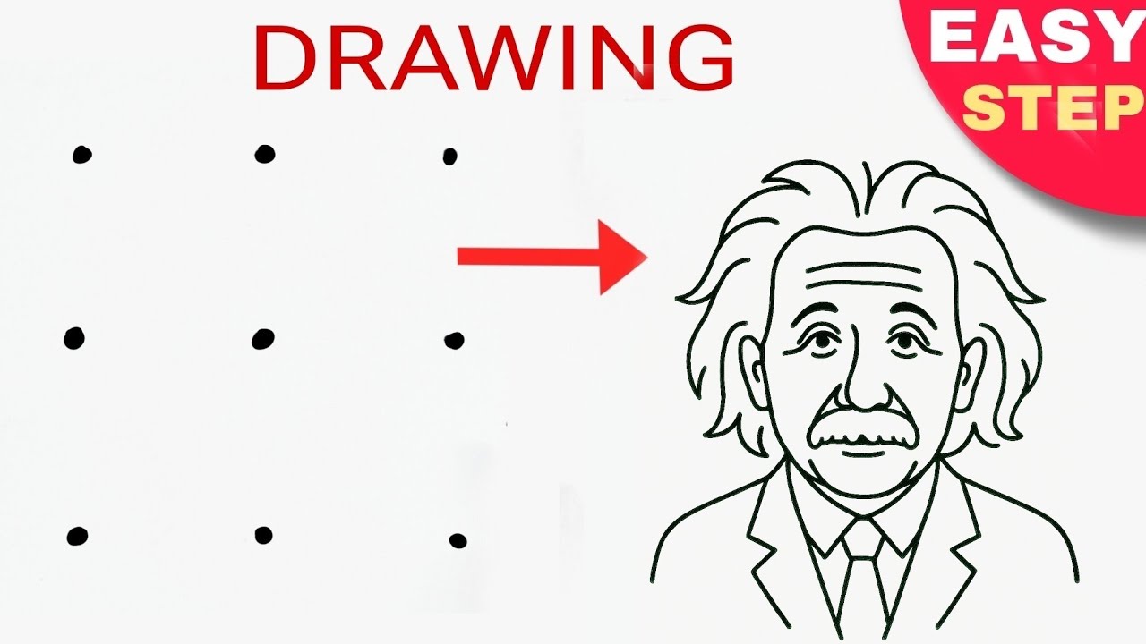 3x3 dots turns into Albert Einstein Drawing | Easy scientist Albert Einstein Drawing #alberteinstein