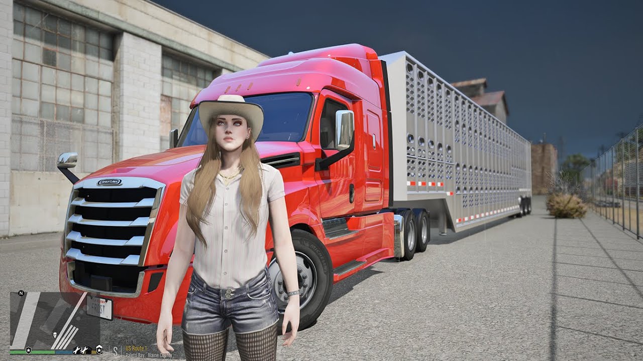 Gta 5 Let's Go To Work As Female Trucker - Transport Livestock To Grapeseed Meat Factory