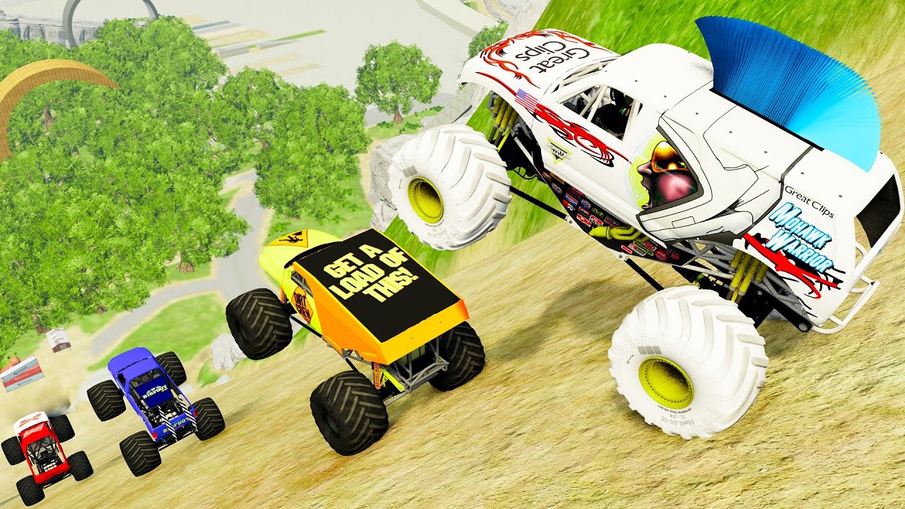 High Speed Crashes Monster Trucks Transportation with Crashing & Jump in BeamNG.drive #036