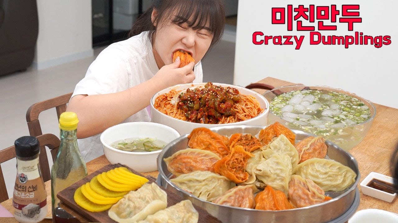 🔥Очень острые кнедлики Cheongju Crazy Лапша вперемешку с маринованным огурцом и холодный суп Мукбанг