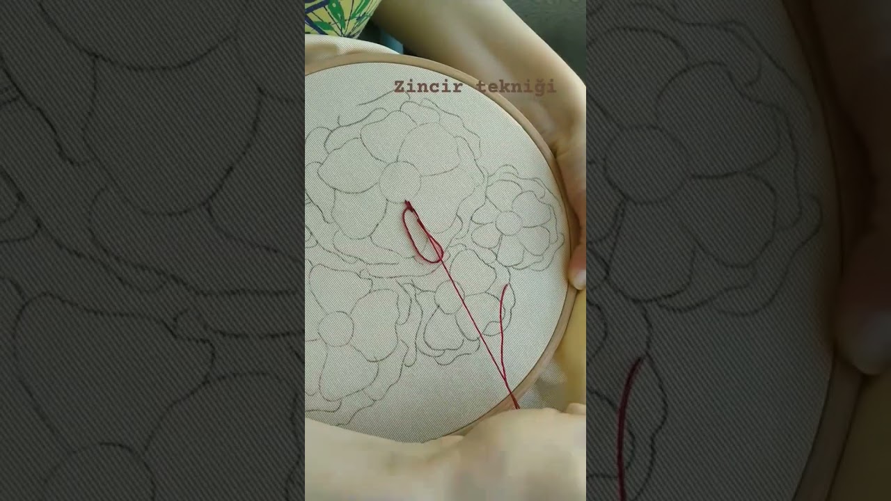 Zincir tekniği ile doodle &ccedil;i&ccedil;ek yapımı #modernembroidery #embroidery #nakış #doodle #flowers
