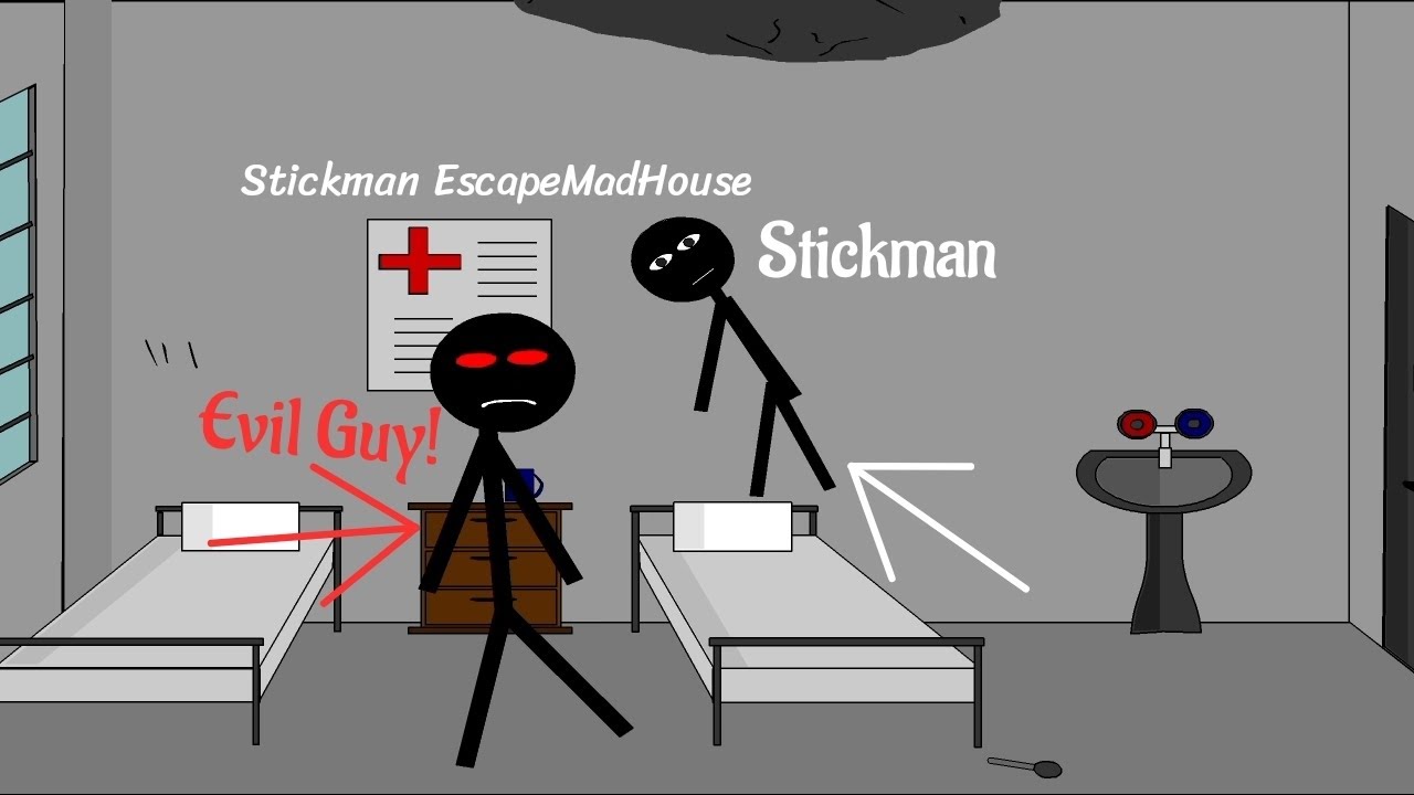 Gra Stickman Escape MadHouse Stickman murzyn szybciej uciec z tego Dom wariatów!🏃🏻‍♂️🏥