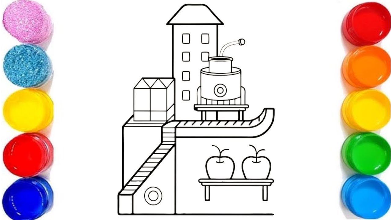 Easy Apple Juice Conveyor Drawing for Kids| How To Draw Apple Juice Conveyor  On The Factory #draw 
