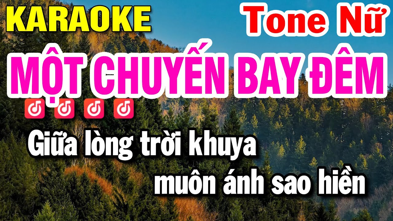 Một Chuyến Bay Đêm Karaoke Tone Nữ Em Nhạc Sống | Huỳnh Lê