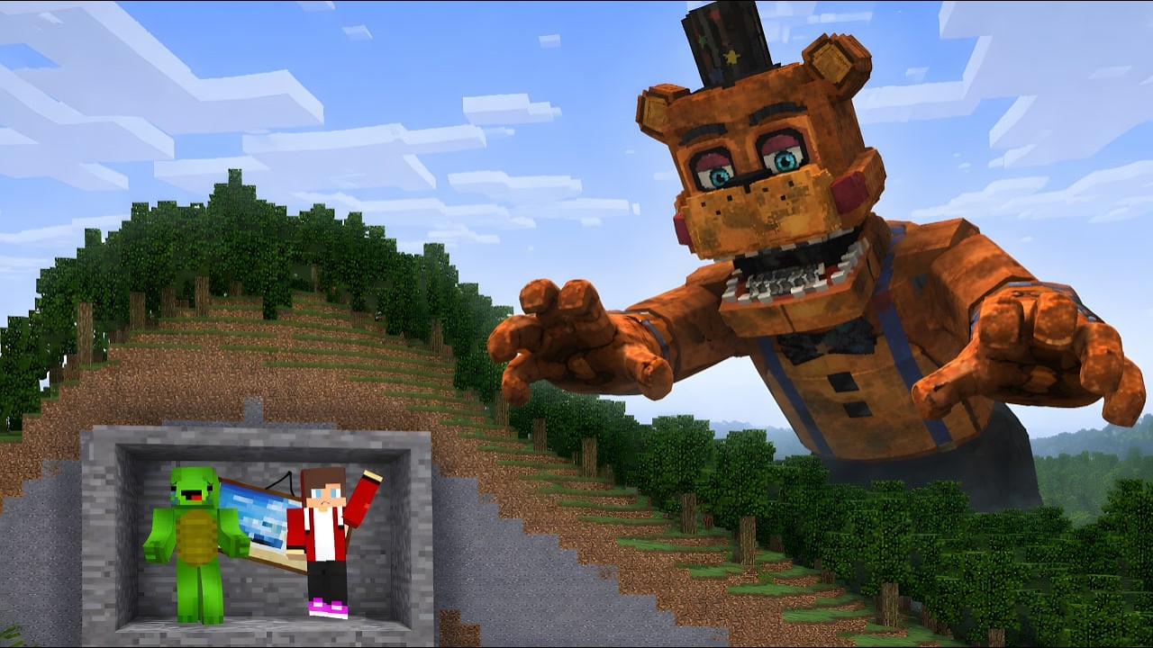 FREDDY FAZBEAR vs JJ and Mikey glass bunker! – Maizen