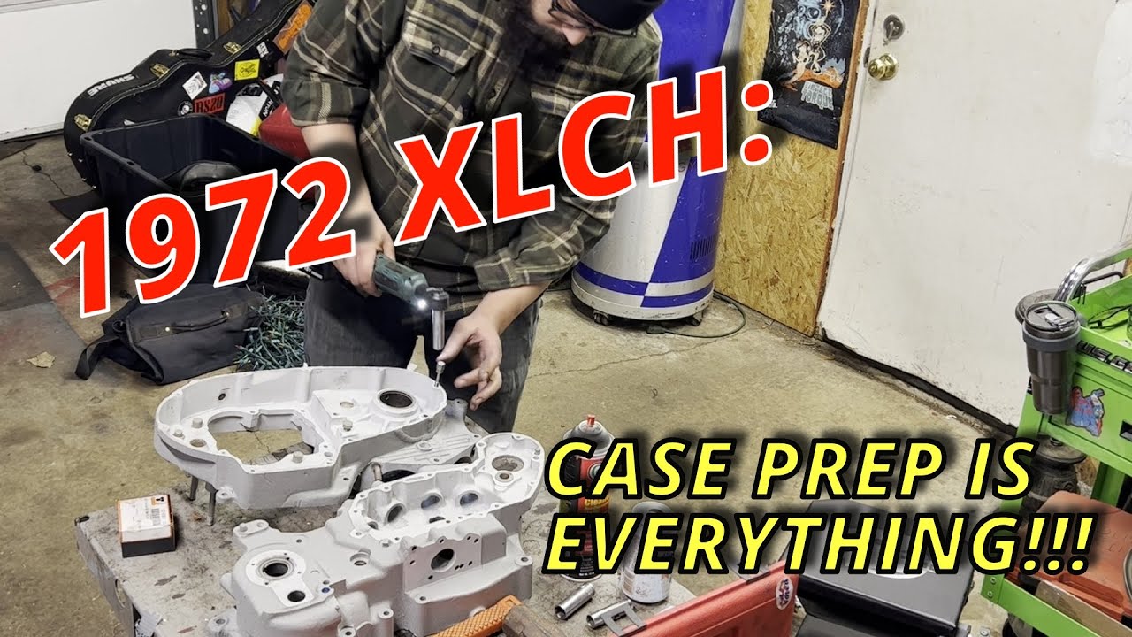 1972 XLCH:  Prepping Harley Ironhead Cases For Assembly After Welding/Sandblast/PowderCoat part 1