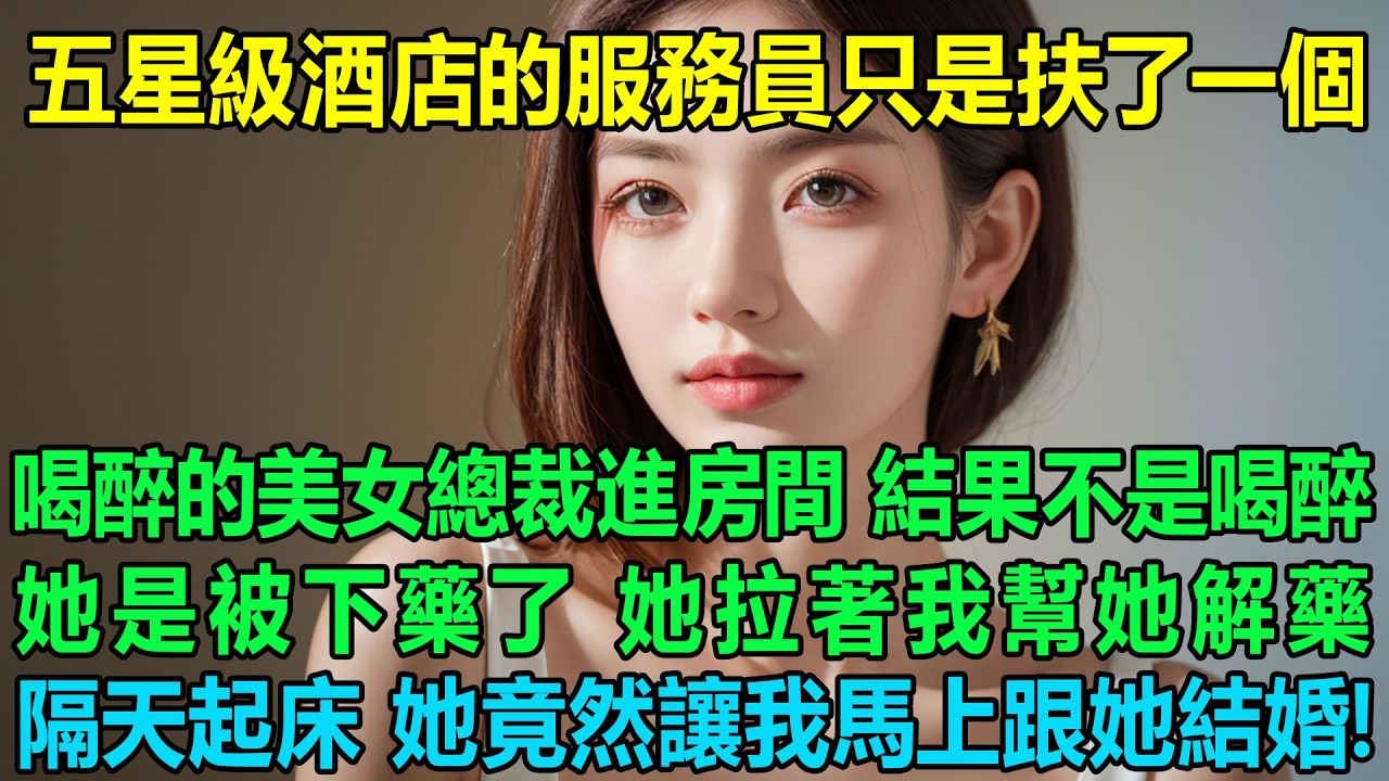 五星級酒店的服務員只是扶了一個喝醉的美女總裁進房間，結果不是喝醉，她是被下藥了，她拉著我讓我幫她解藥，隔天起床她竟然讓我馬上跟她結婚！我懵圈了：怎麼回事？
