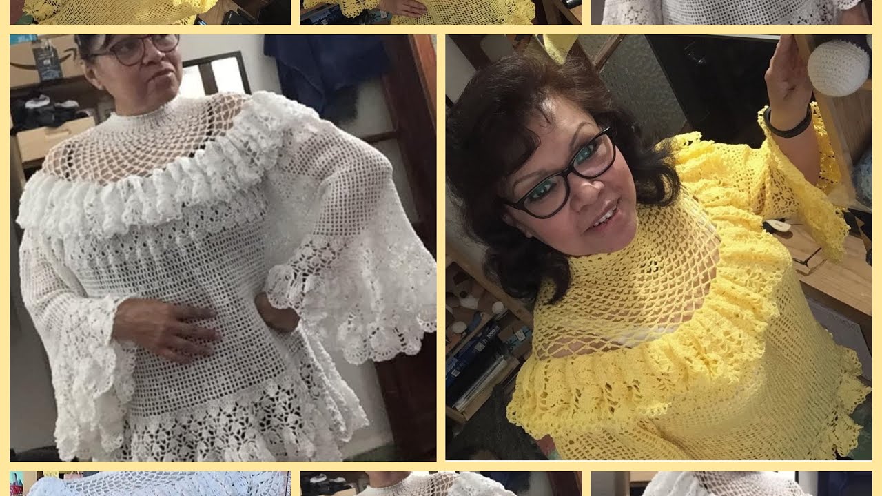 Blusa con olanes tejida a crochet (Parte 1 de 11) ENGLISH SUBTITLES