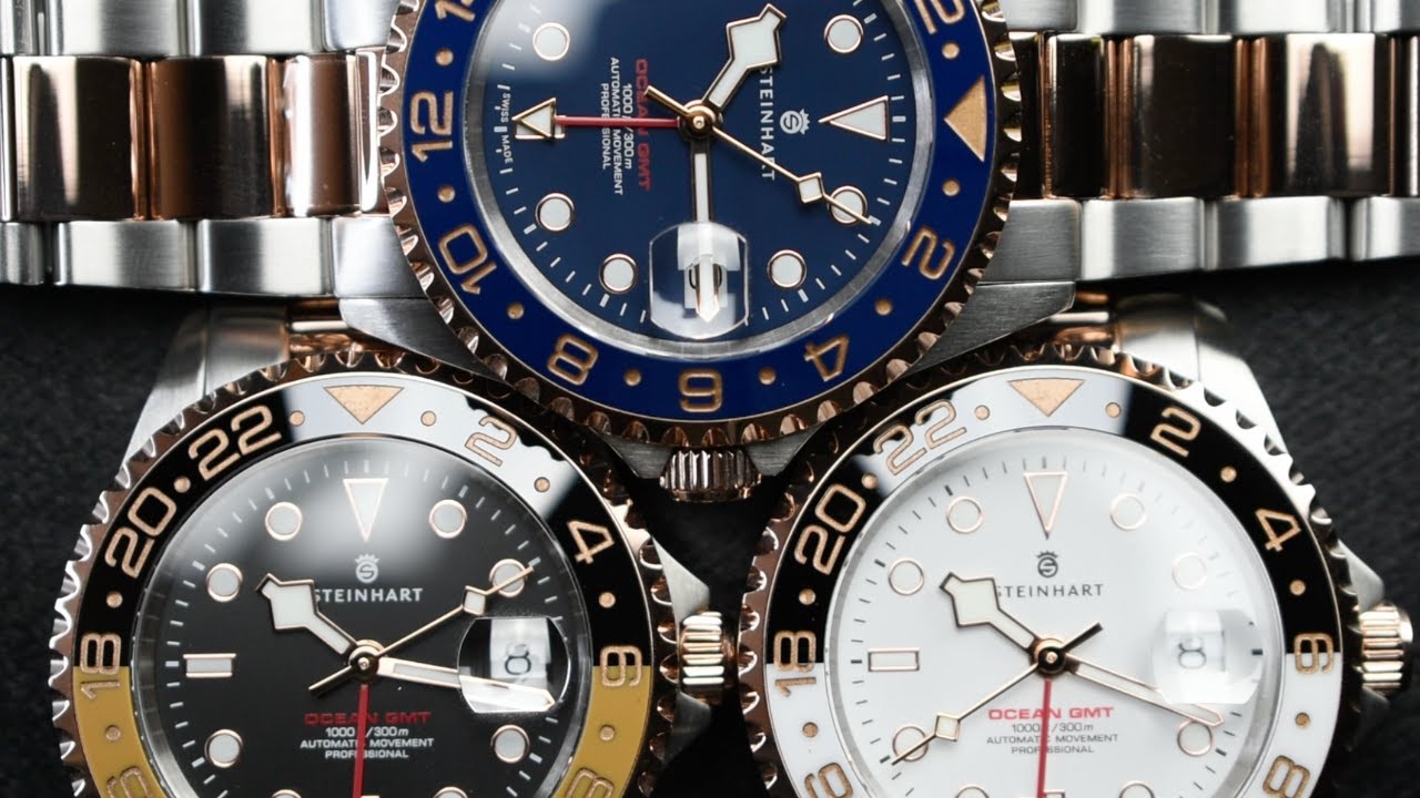 Closer Look: At New Steinhart Ocean 1 Gmt Two-Tone Blue Ceramic, Black/Khaki and Black/White Ceramic