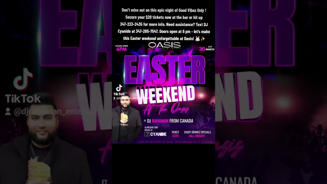 Saturday March 30th DJ Rahaman in Oasis Lounge #queensnyc