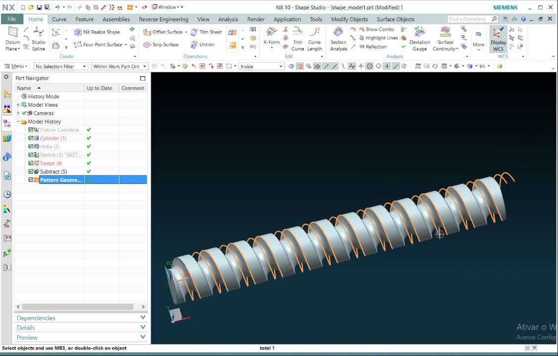 NX CAM 4th Axis Usinagem Helicoidal P02 Rosca Esferica