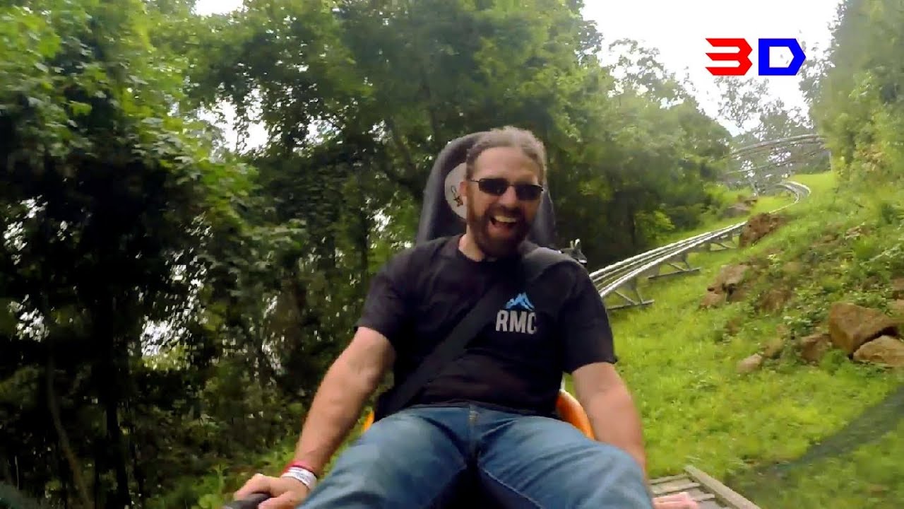 Smoky Mountain Alpine Coaster 3D on-ride reverse ridercam HD POV @60fps